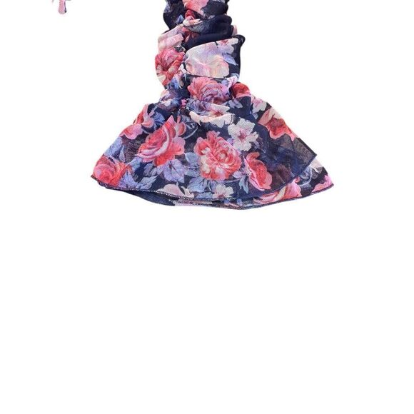 Lulus large Ruche Hour Navy Blue Floral Print Ruched Off-the-Shoulder Dress - Picture 6 of 8